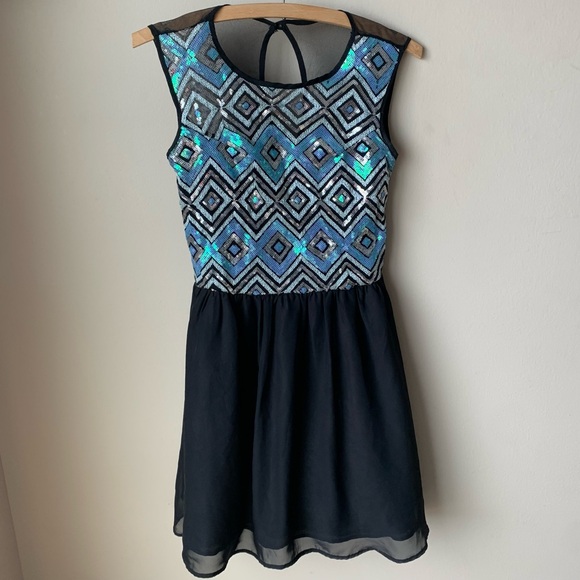 Love Reign sequin top mesh back mini dress - Picture 1 of 5